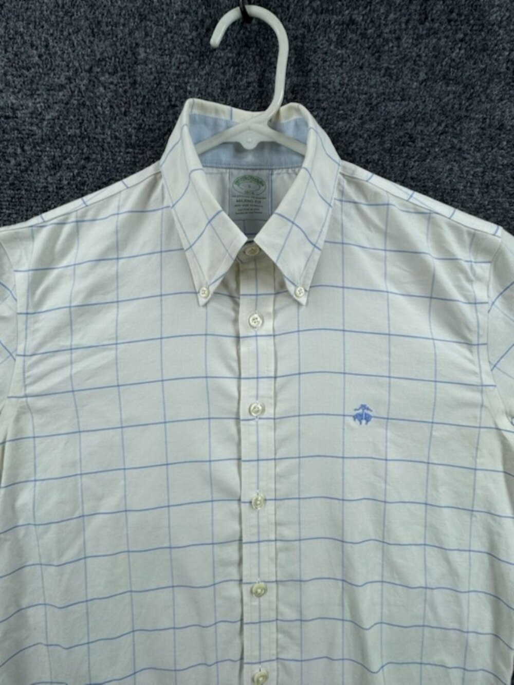 Brooks Brothers Oxford Small Non-Iron Check Milano Cotton Spandex Button-Down